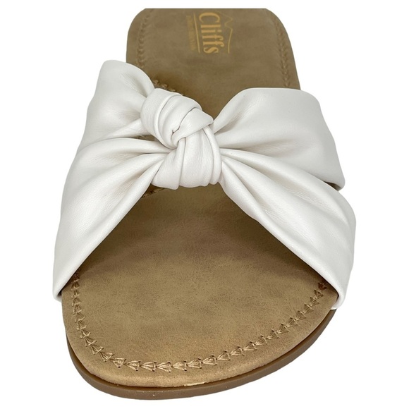 Cliffs White Mountain Favorite White Faux Leather Womens Slide Sandals Size 10M - Picture 5 of 12